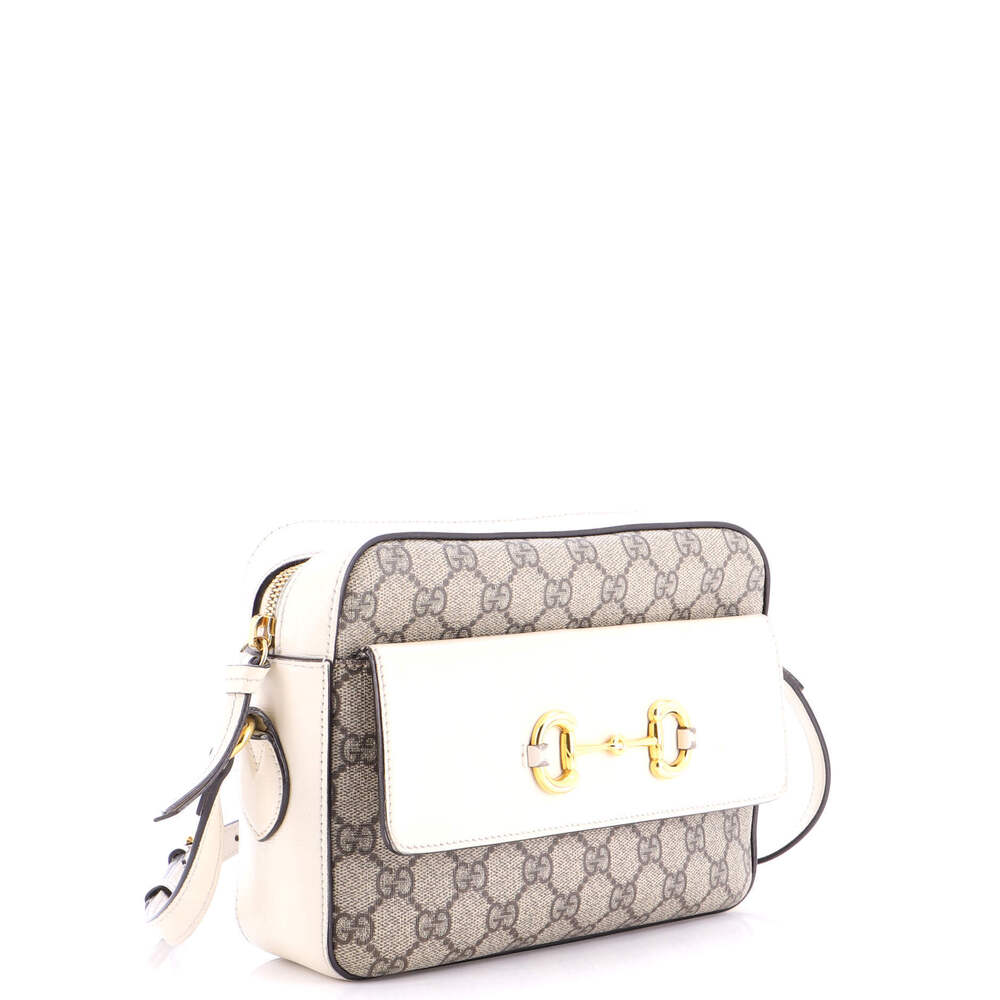 Gucci Small Horsebit 1955 Flap Pocket Camera Bag GG Coated Canvas and Leather - Picture 2 of 6